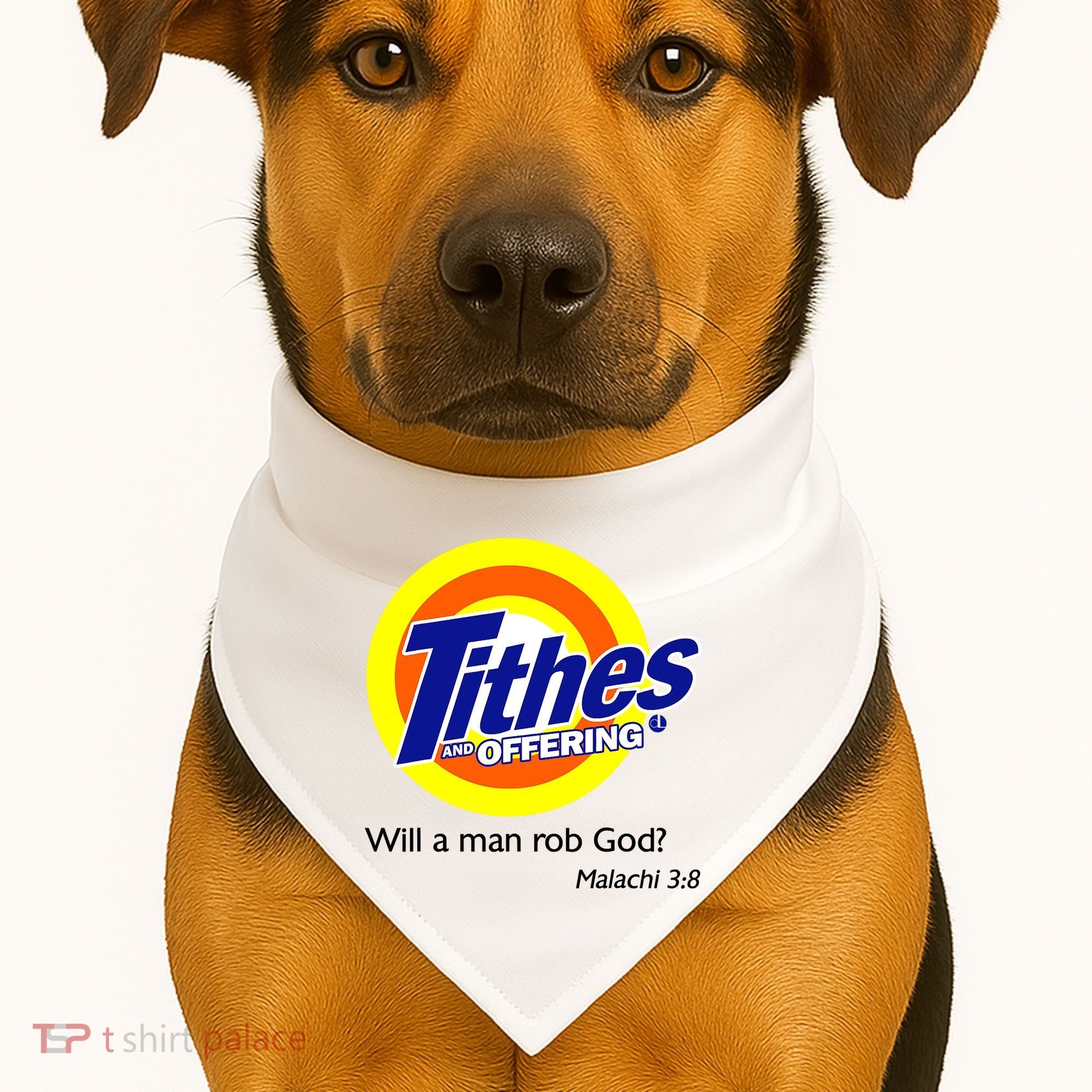 Funny Tithes And Offering Will A Man Rob God USA-Made Doggie Bandana