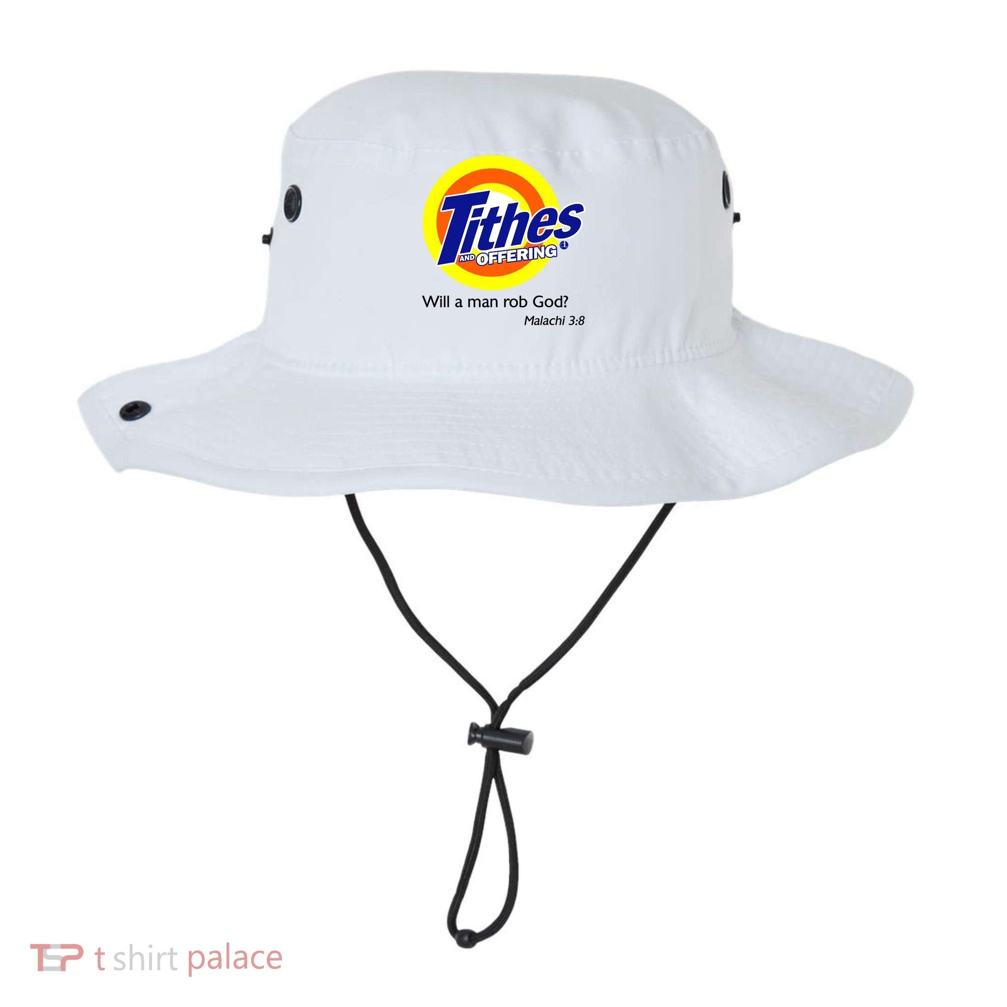 Funny Tithes And Offering Will A Man Rob God Bucket Hat