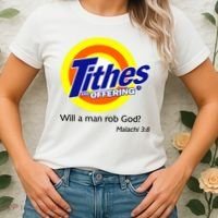 Funny Tithes And Offering Will A Man Rob God Women's T-Shirt thumb 2