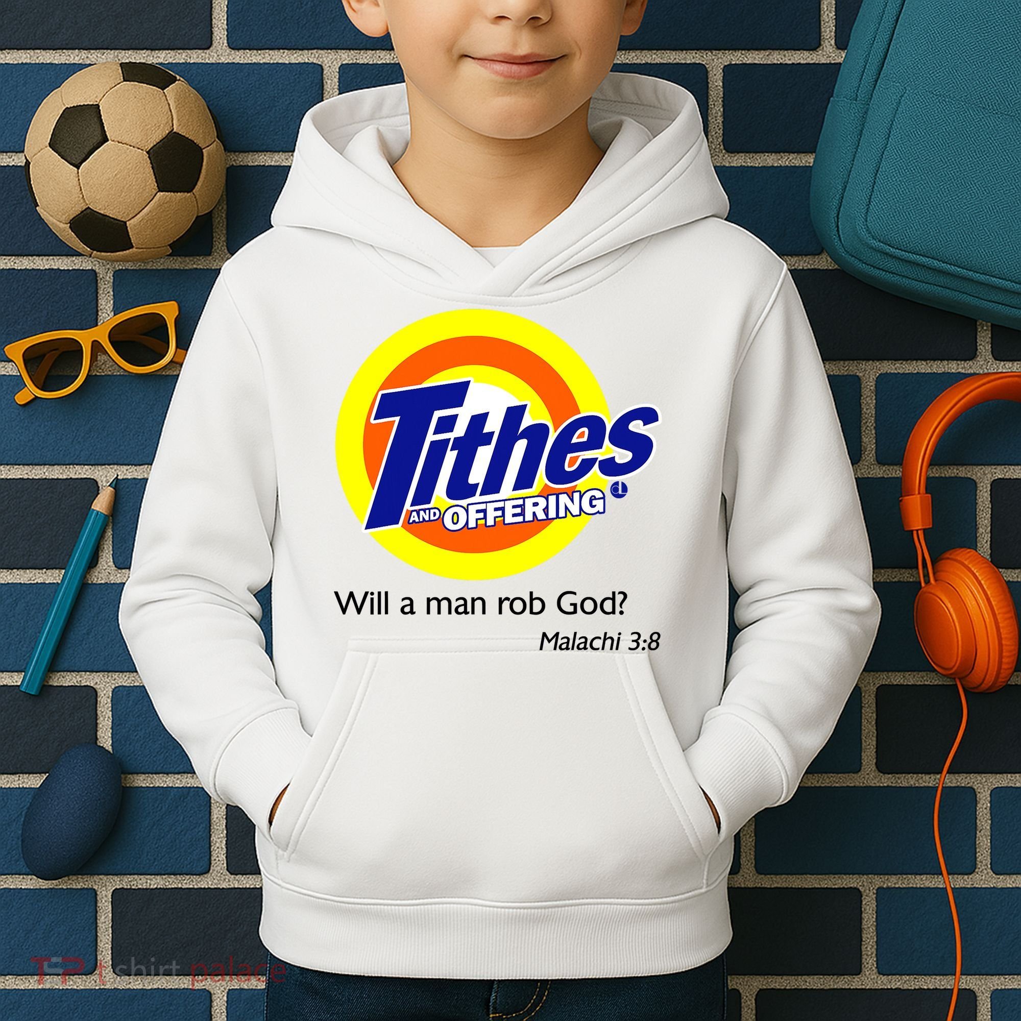 Funny Tithes And Offering Will A Man Rob God Kids Hoodie