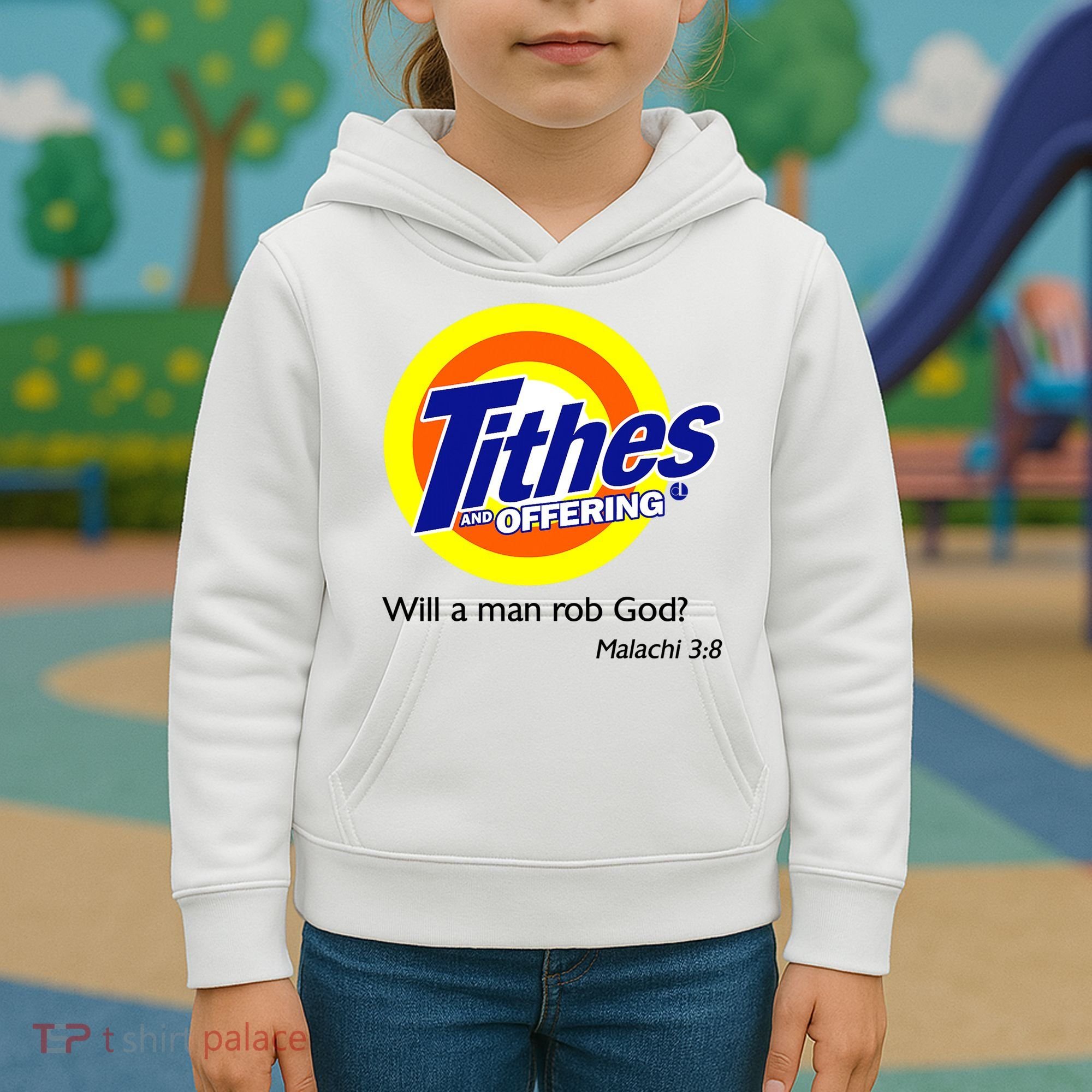 Funny Tithes And Offering Will A Man Rob God Kids Hoodie