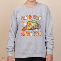 Field Trip Anyone Groovy School Bus Driver Yellow Bus Women's Sweatshirt thumb 0
