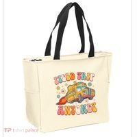 Field Trip Anyone Groovy School Bus Driver Yellow Bus Tote Bag thumb 2