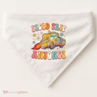 Field Trip Anyone Groovy School Bus Driver Yellow Bus USA-Made Doggie Bandana thumb 0