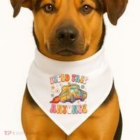 Field Trip Anyone Groovy School Bus Driver Yellow Bus USA-Made Doggie Bandana thumb 1