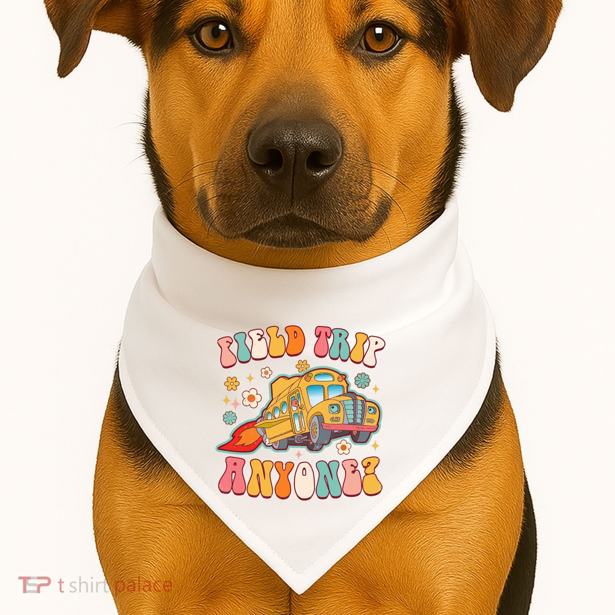 Field Trip Anyone Groovy School Bus Driver Yellow Bus USA-Made Doggie Bandana