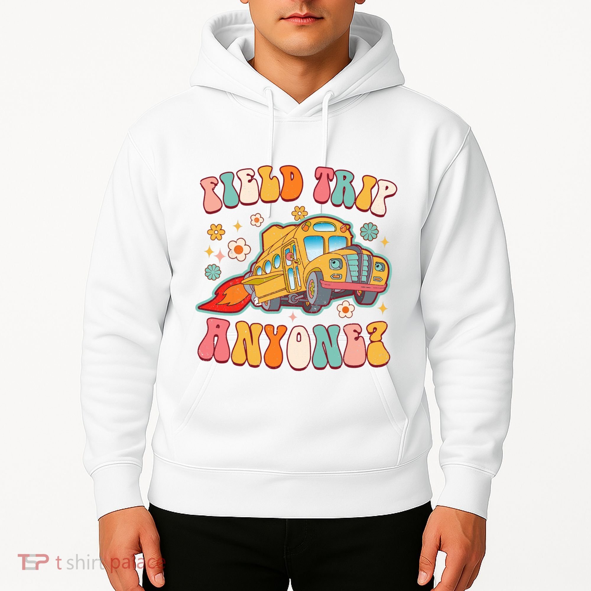 Field Trip Anyone Groovy School Bus Driver Yellow Bus Hoodie