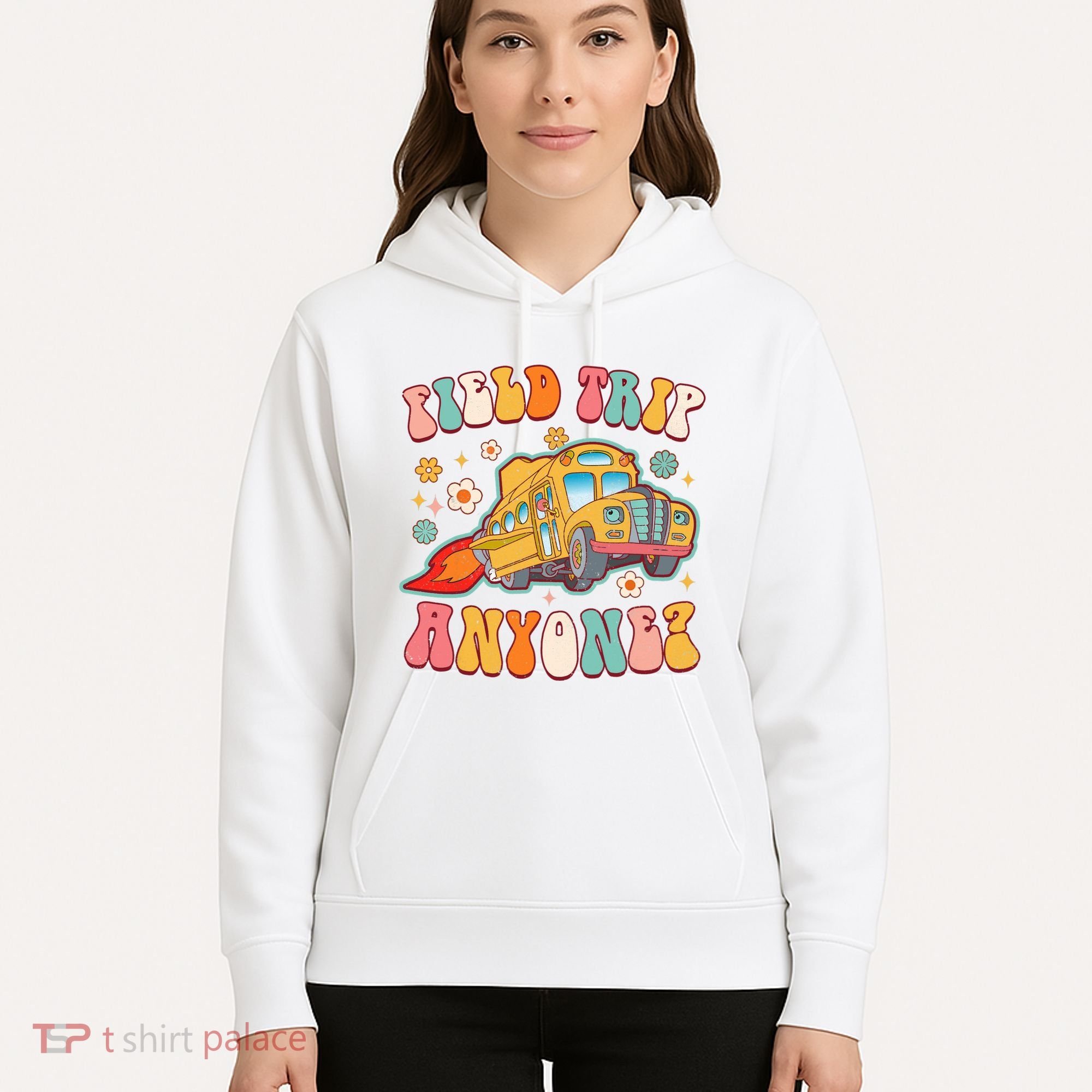 Field Trip Anyone Groovy School Bus Driver Yellow Bus Hoodie