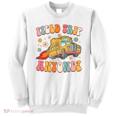 Field Trip Anyone Groovy School Bus Driver Yellow Bus Sweatshirt