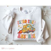 Field Trip Anyone Groovy School Bus Driver Yellow Bus Sweatshirt thumb 2