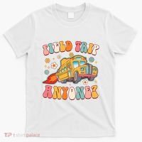 Field Trip Anyone Groovy School Bus Driver Yellow Bus T-Shirt thumb 0