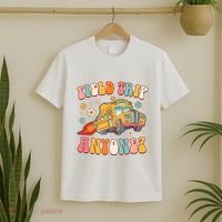 Field Trip Anyone Groovy School Bus Driver Yellow Bus T-Shirt thumb 2