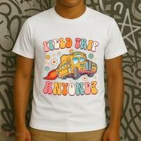 Field Trip Anyone Groovy School Bus Driver Yellow Bus T-Shirt thumb 3