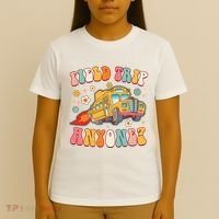 Field Trip Anyone Groovy School Bus Driver Yellow Bus T-Shirt thumb 4
