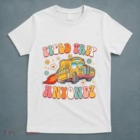 Field Trip Anyone Groovy School Bus Driver Yellow Bus T-Shirt thumb 5