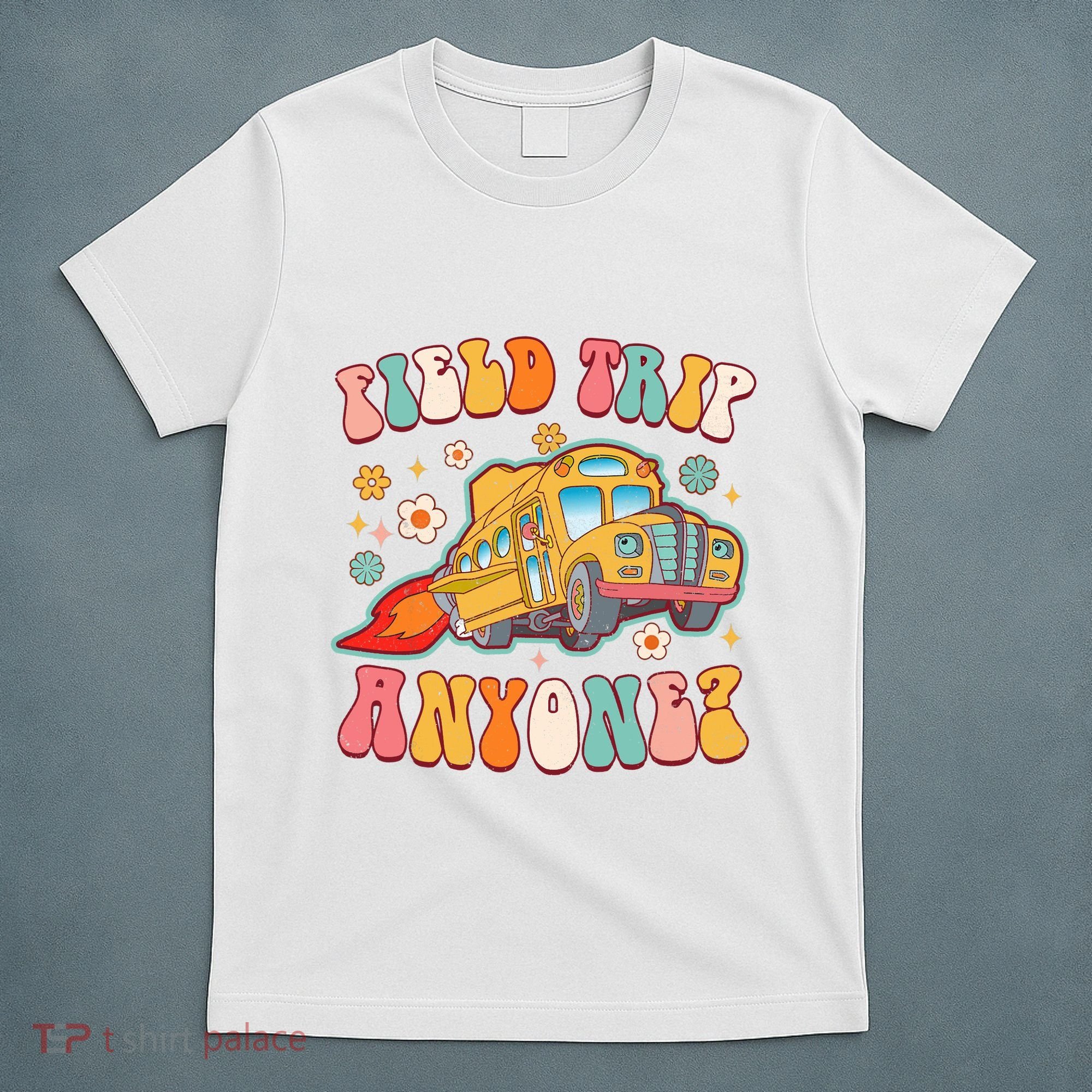 Field Trip Anyone Groovy School Bus Driver Yellow Bus T-Shirt