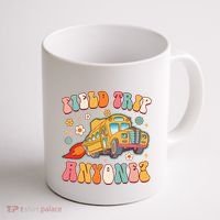 Field Trip Anyone Groovy School Bus Driver Yellow Bus Coffee Mug thumb 1