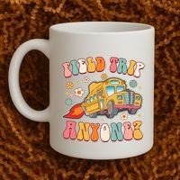 Field Trip Anyone Groovy School Bus Driver Yellow Bus Coffee Mug thumb 2