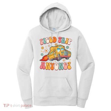 Field Trip Anyone Groovy School Bus Driver Yellow Bus Women's Hoodie