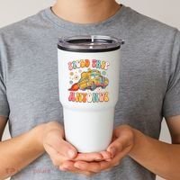 Field Trip Anyone Groovy School Bus Driver Yellow Bus Tumbler thumb 2