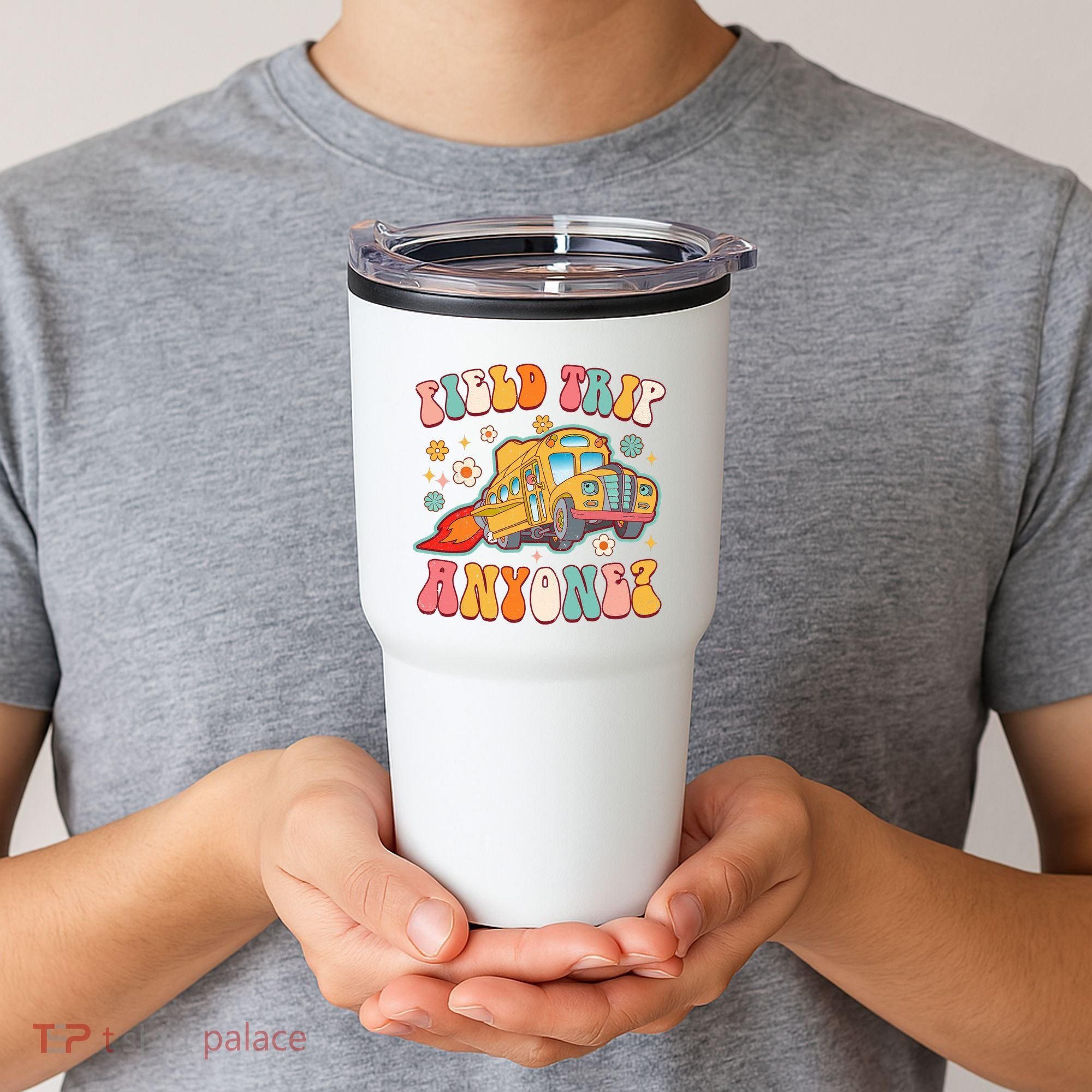 Field Trip Anyone Groovy School Bus Driver Yellow Bus Tumbler