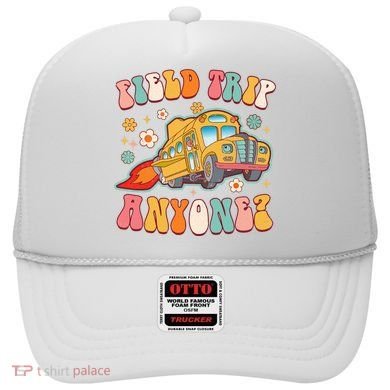 Field Trip Anyone Groovy School Bus Driver Yellow Bus Hat