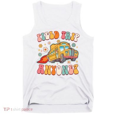 Field Trip Anyone Groovy School Bus Driver Yellow Bus Tank Top
