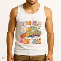 Field Trip Anyone Groovy School Bus Driver Yellow Bus Tank Top thumb 3
