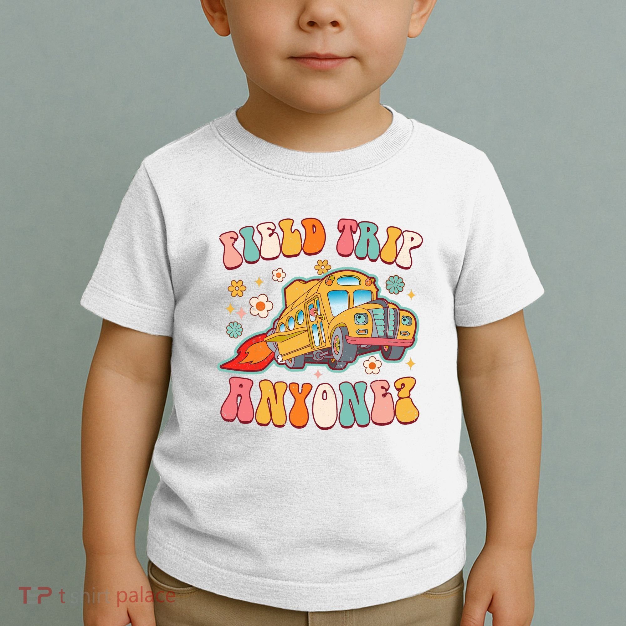 Field Trip Anyone Groovy School Bus Driver Yellow Bus Toddler T-Shirt