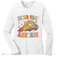 Field Trip Anyone Groovy School Bus Driver Yellow Bus Women's Long Sleeve Shirt thumb 0