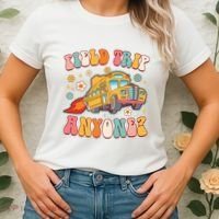 Field Trip Anyone Groovy School Bus Driver Yellow Bus Women's T-Shirt thumb 2