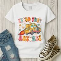 Field Trip Anyone Groovy School Bus Driver Yellow Bus Women's T-Shirt thumb 3