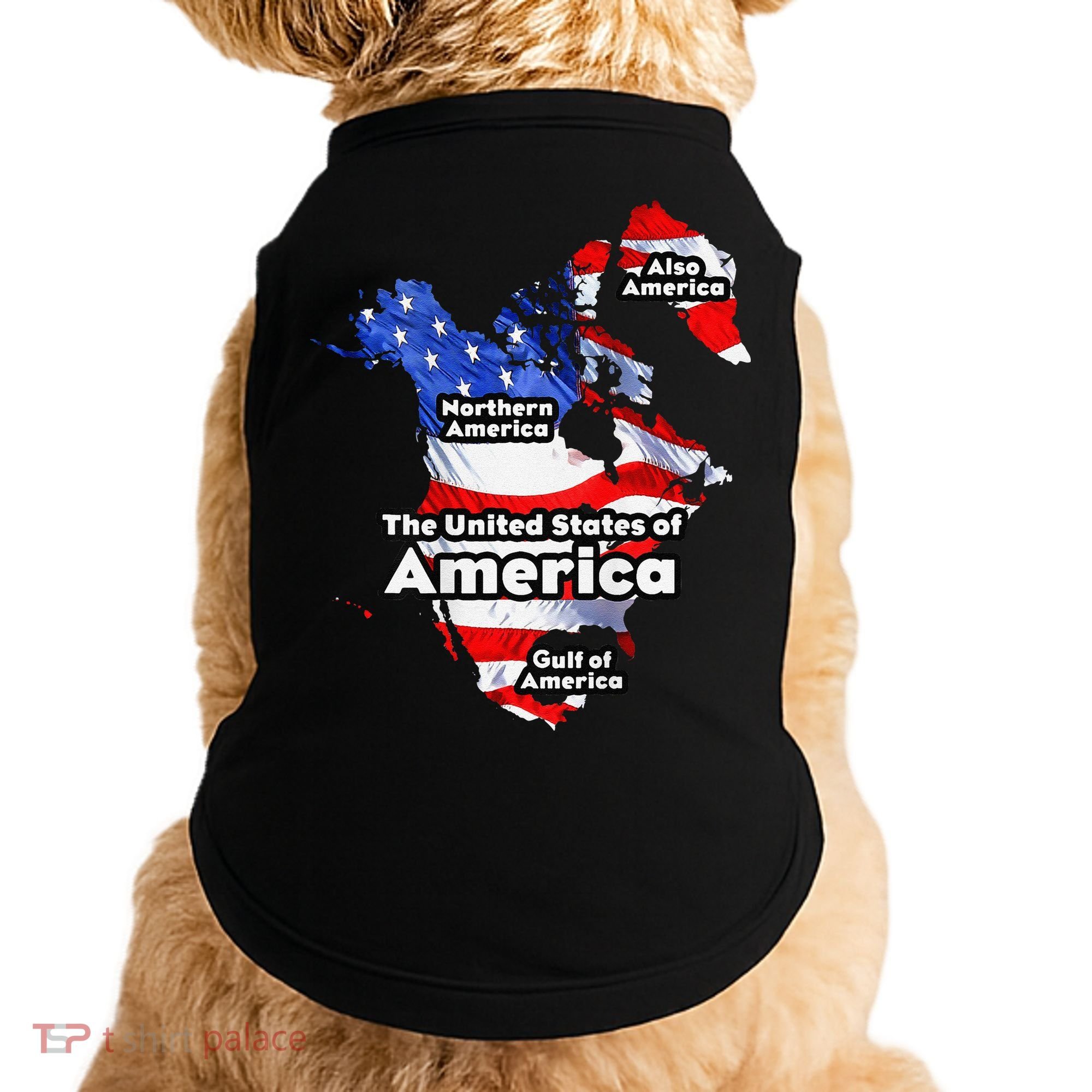 Funny Trump American Flag Canada Greenland Gulf Map On Back Doggie Tank