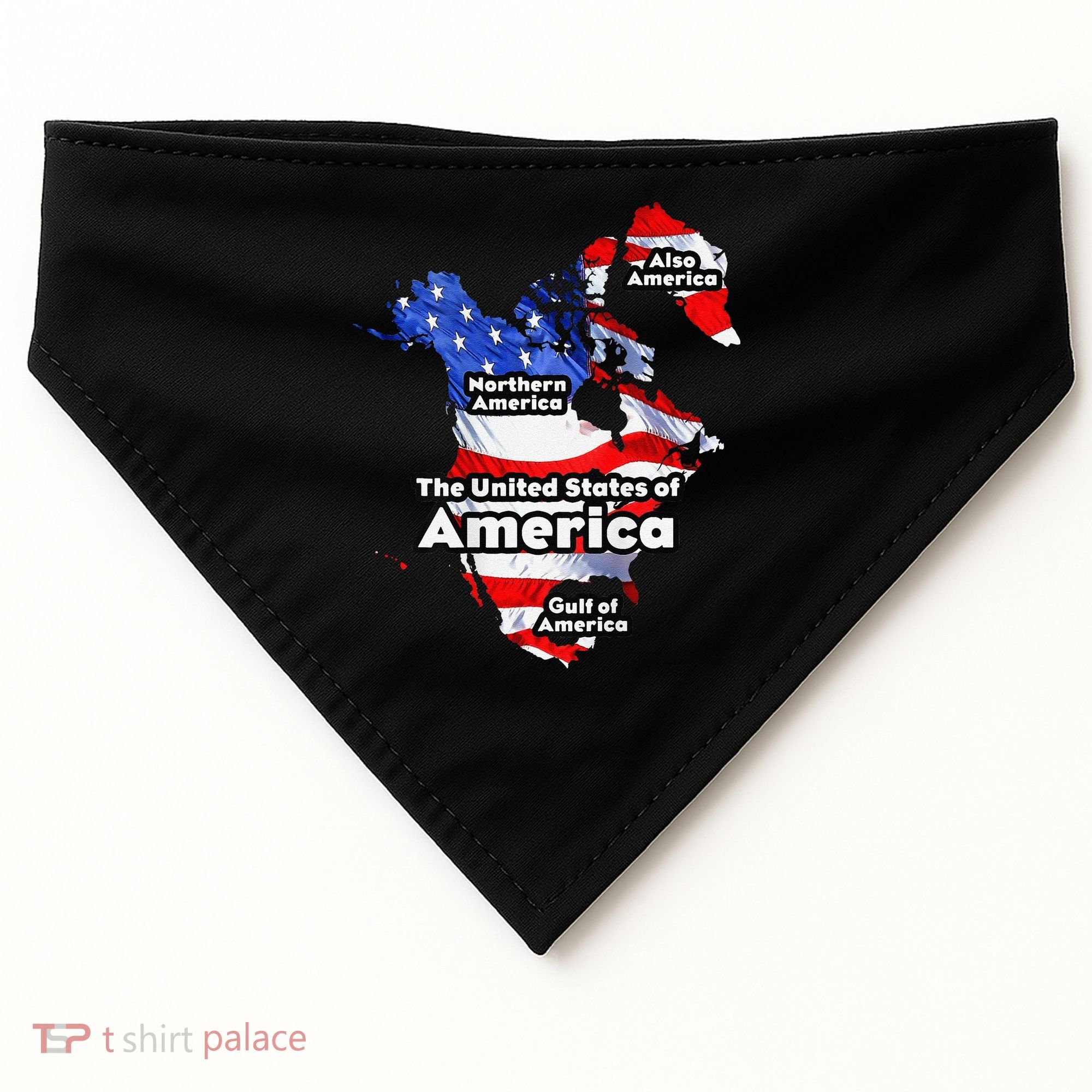 Funny Trump American Flag Canada Greenland Gulf Map On Back USA-Made Doggie Bandana