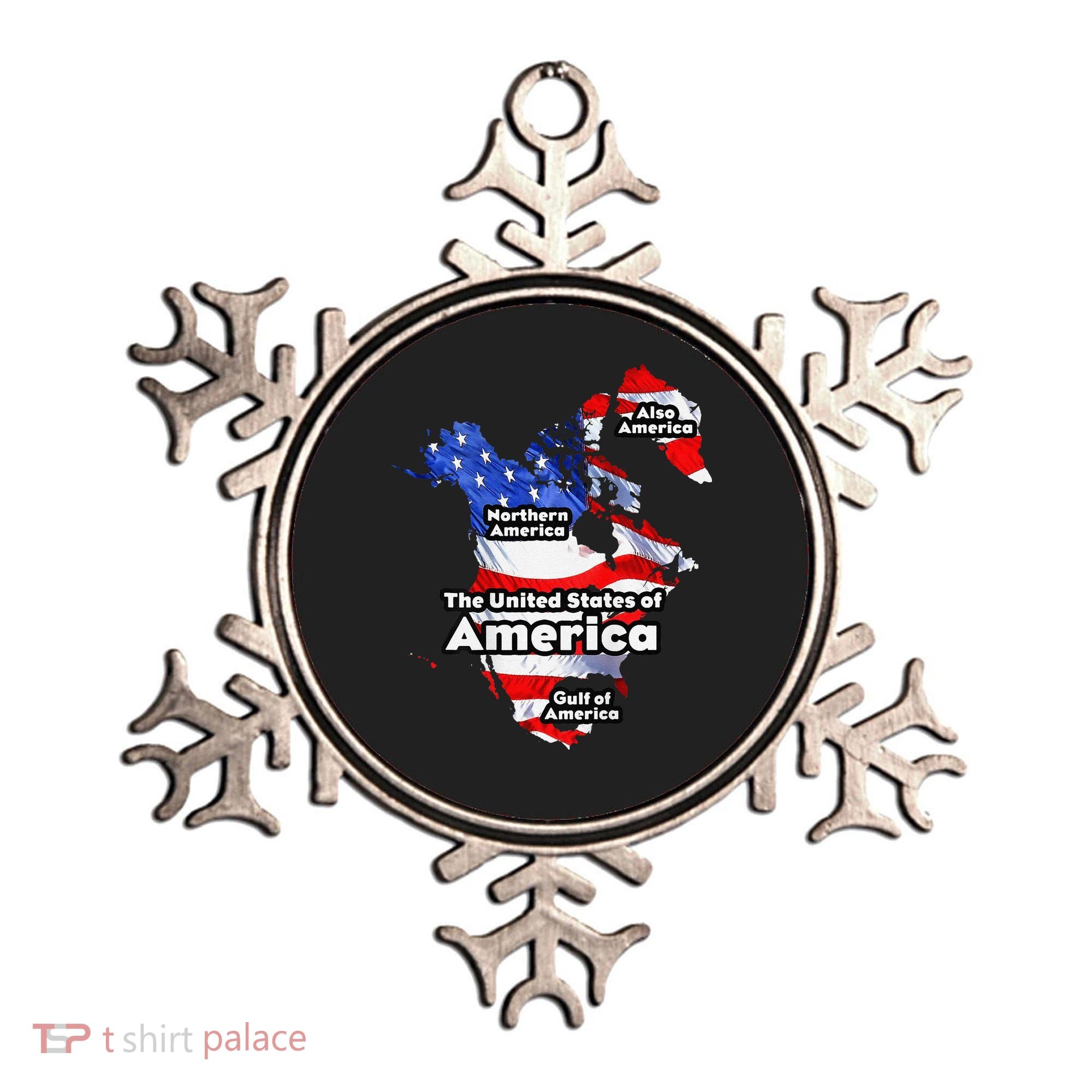 Funny Trump American Flag Canada Greenland Gulf Map On Back Ornament