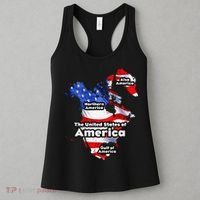 Funny Trump American Flag Canada Greenland Gulf Map On Back Women's Tank Top thumb 3