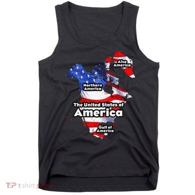 Funny Trump American Flag Canada Greenland Gulf Map On Back Tank Top