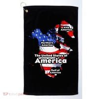 Funny Trump American Flag Canada Greenland Gulf Map On Back Golf Towel thumb 0
