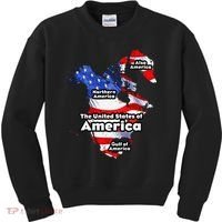Funny Trump American Flag Canada Greenland Gulf Map On Back Kids Sweatshirt thumb 0
