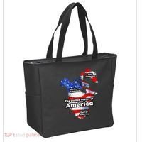 Funny Trump American Flag Canada Greenland Gulf Map On Back Tote Bag thumb 2