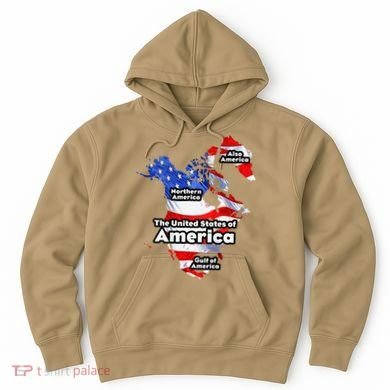 Funny Trump American Flag Canada Greenland Gulf Map On Back Hoodie