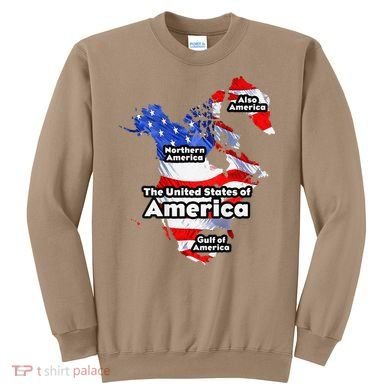 Funny Trump American Flag Canada Greenland Gulf Map On Back Sweatshirt
