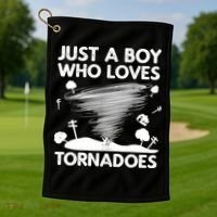 Funny Tornado Art For Boy Weather Storm Tornado Chaser Golf Towel thumb 1