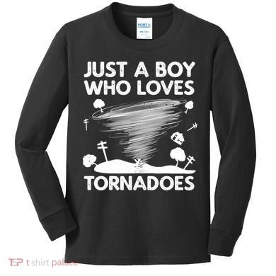 Funny Tornado Art For Boy Weather Storm Tornado Chaser Kids Long Sleeve Shirt