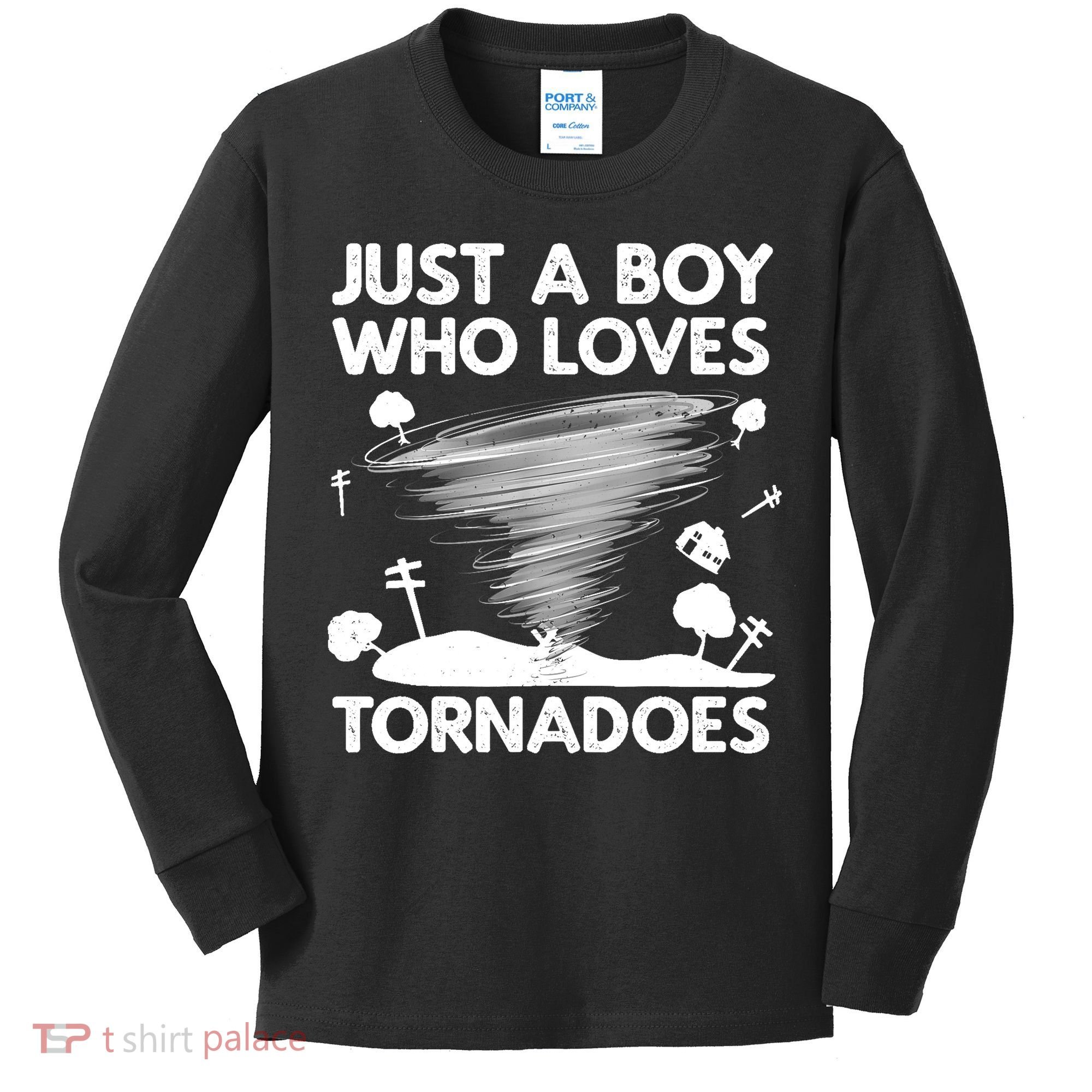 Funny Tornado Art For Boy Weather Storm Tornado Chaser Kids Long Sleeve Shirt