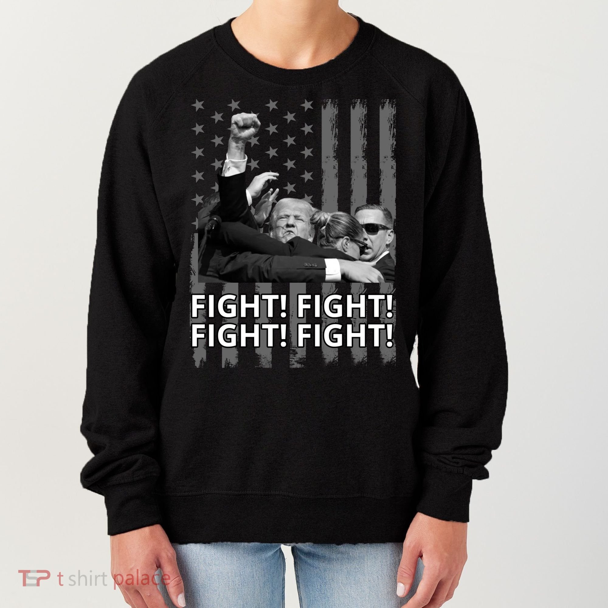 Fight Trump American Flag Rally Shooting Pennsylvania Women's Sweatshirt
