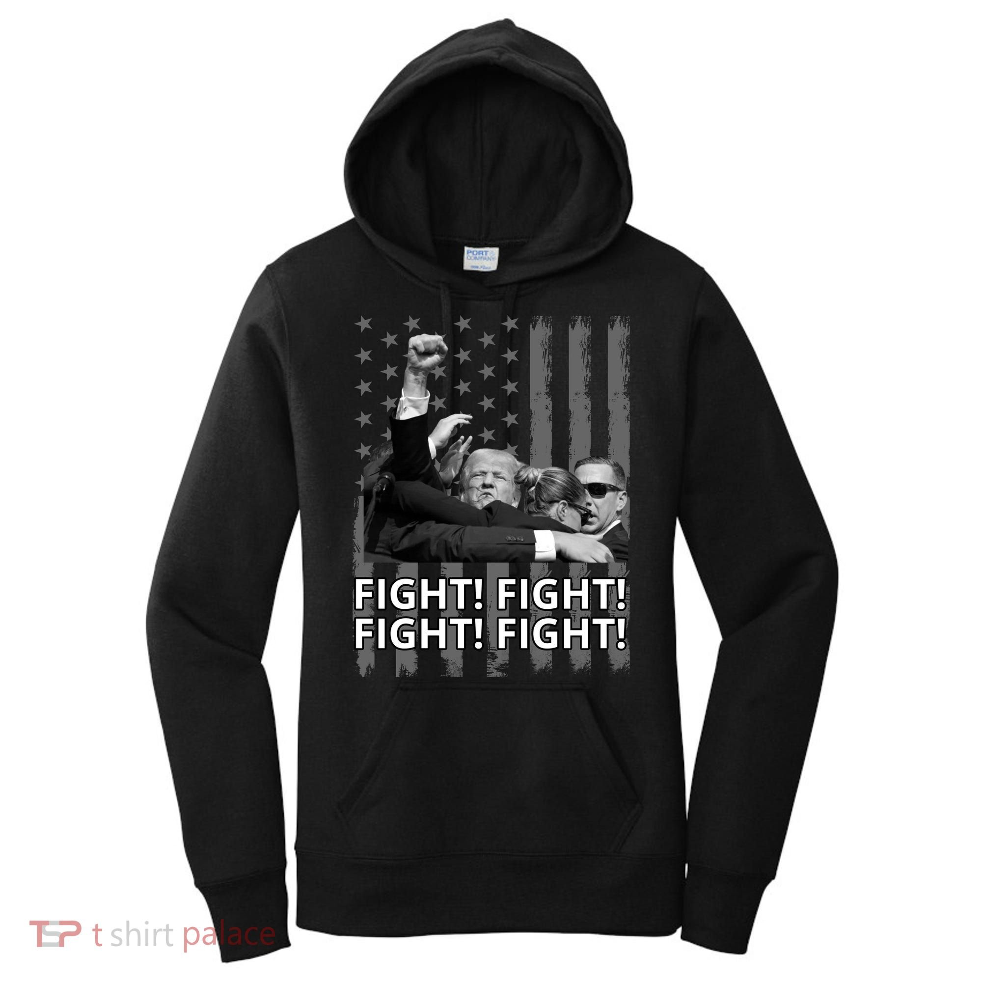 Fight Trump American Flag Rally Shooting Pennsylvania Women's Hoodie