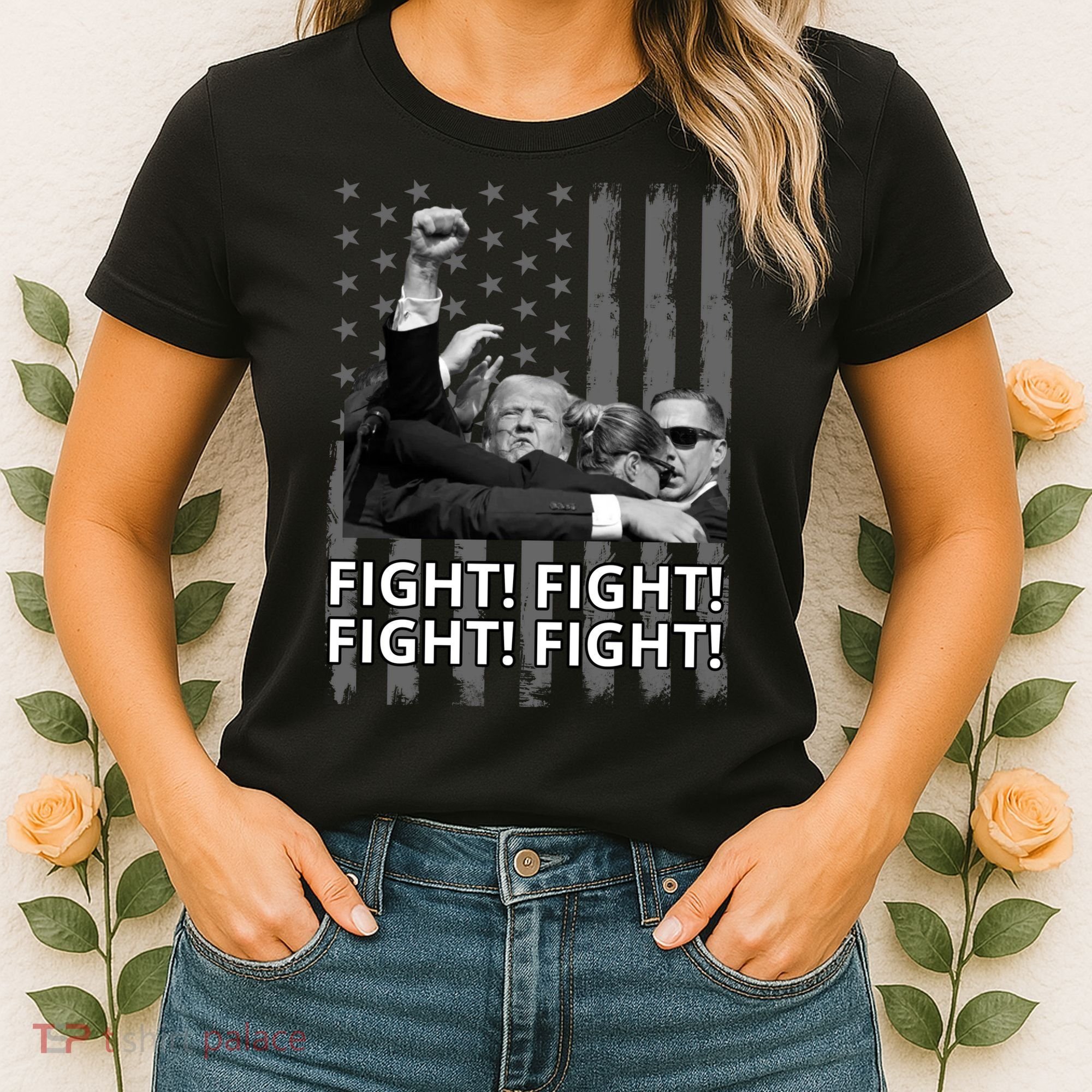 Fight Trump American Flag Rally Shooting Pennsylvania Women's T-Shirt