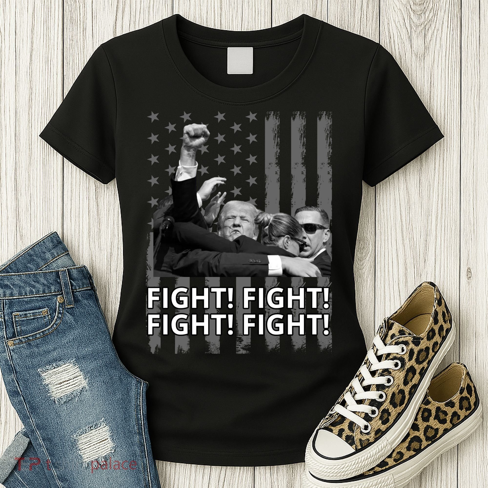 Fight Trump American Flag Rally Shooting Pennsylvania Women's T-Shirt