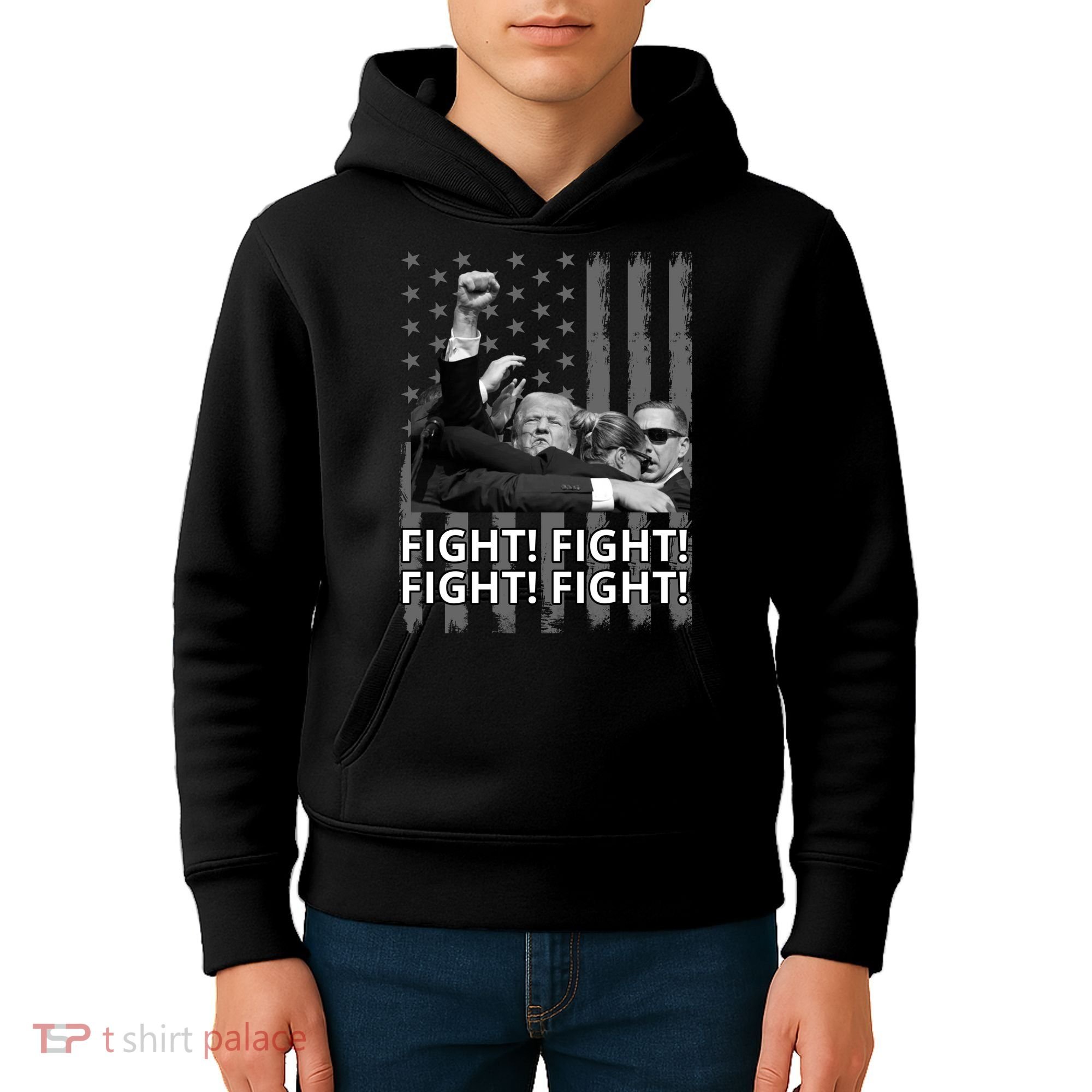 Fight Trump American Flag Rally Shooting Pennsylvania Kids Hoodie